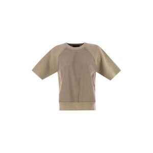 FABIANA FILIPPI Textured Knit Short Sleeve Sweater Women Beige Sweaters &